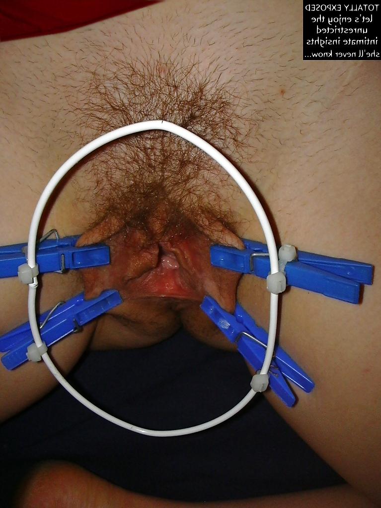 11P Unwilling MILF must show pussy wide opened with clothespins
