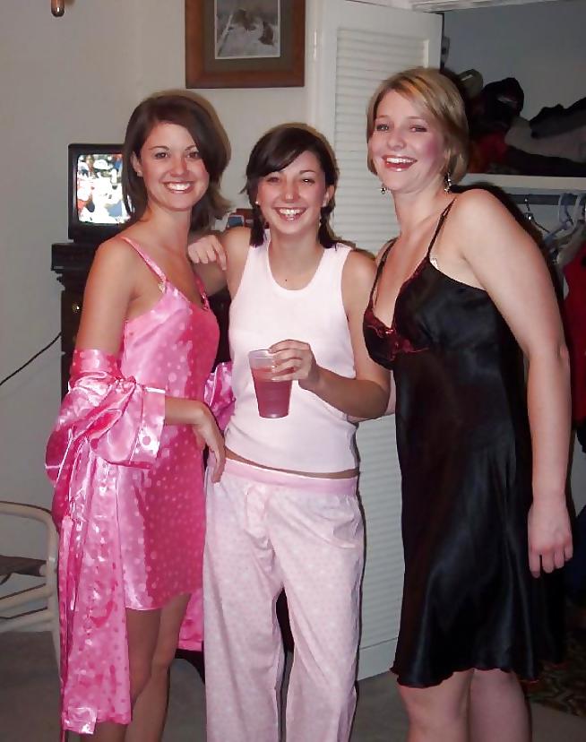 25P 2 or more girls in Satin Nighties