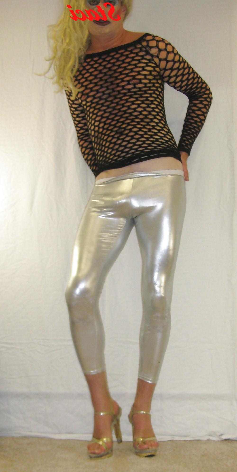 16P Shiny Silver Leggings