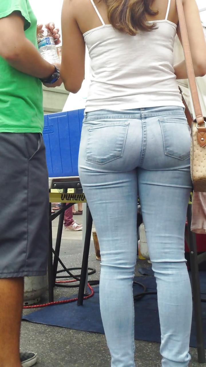 25P Tight teen butts & ass in jeans up close 