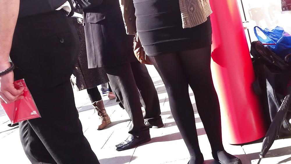 12P Street promo girl wearing shiny opaque tights