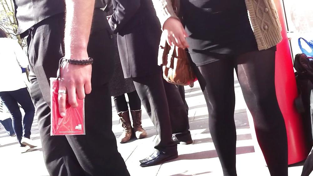 12P Street promo girl wearing shiny opaque tights