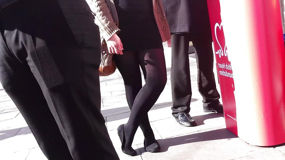 12P Street promo girl wearing shiny opaque tights