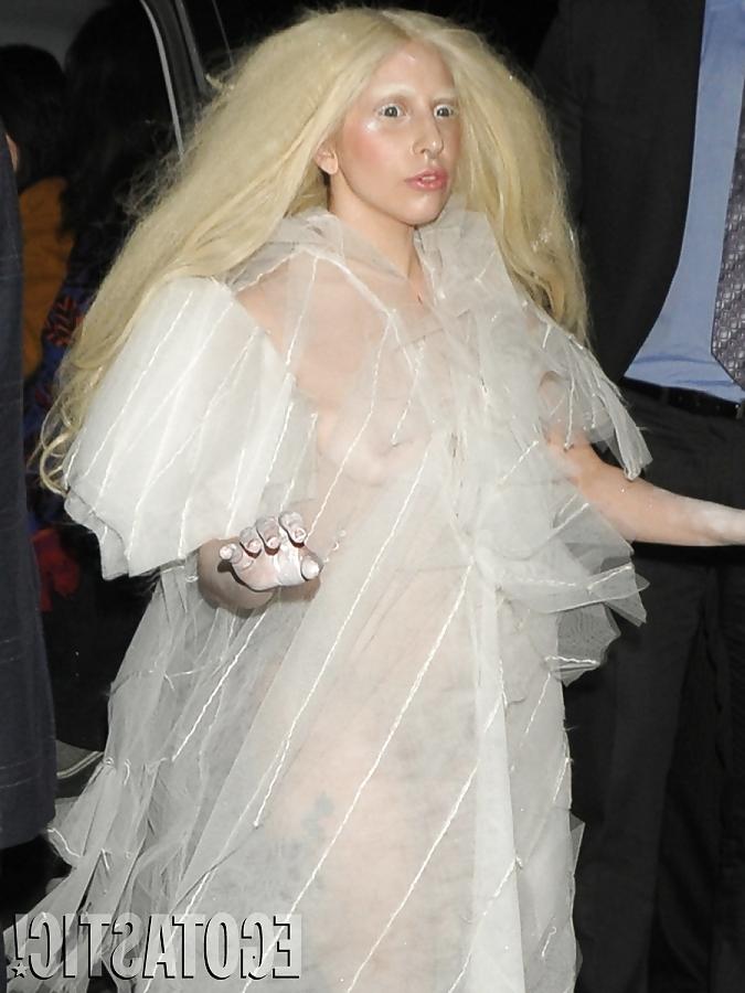 7P Lady Gaga Boobs Under a See-Through Dress in Berlin