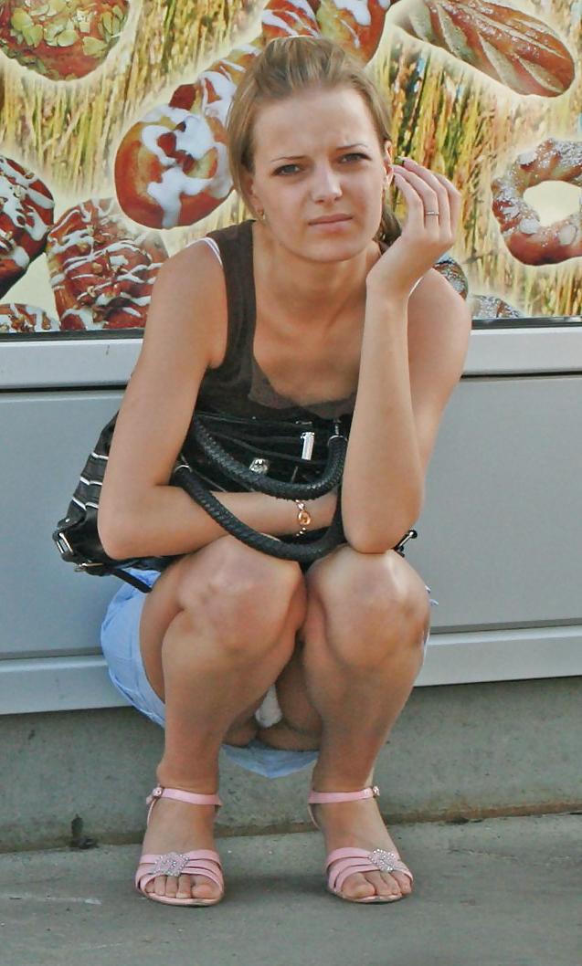 25P Upskirt White Panties In Public 2