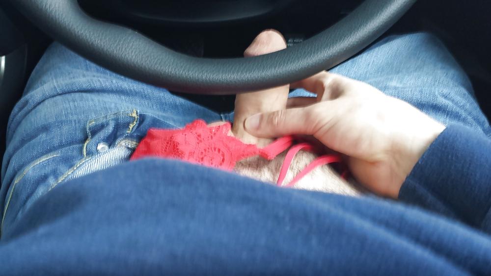 7P Jerking off in car with panties