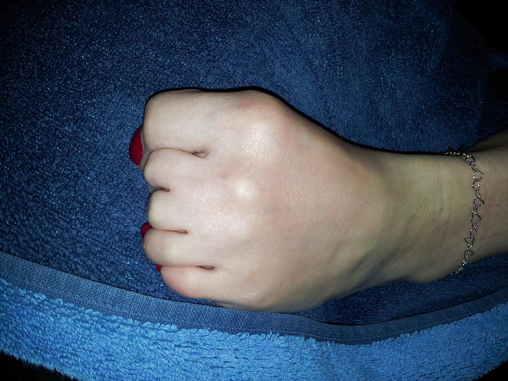 6P Wifes sexy polish red toe nails feet