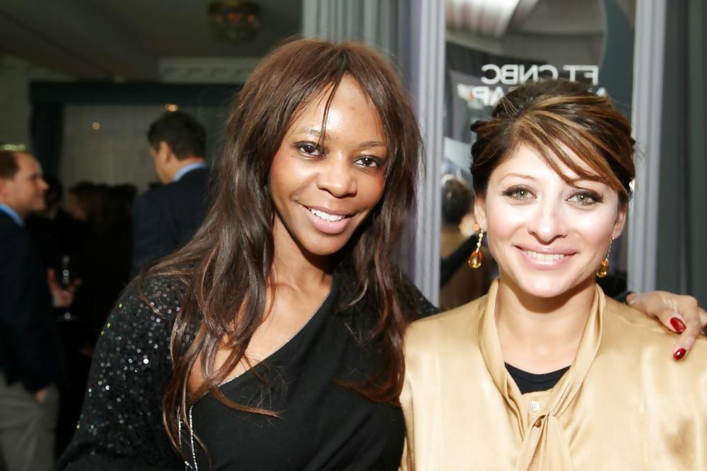 8P Maria Bartiromo - Gold Satin Bow Blouse