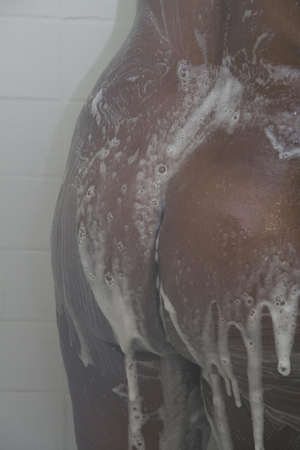 7P MARY cleaning herself after the car wash
