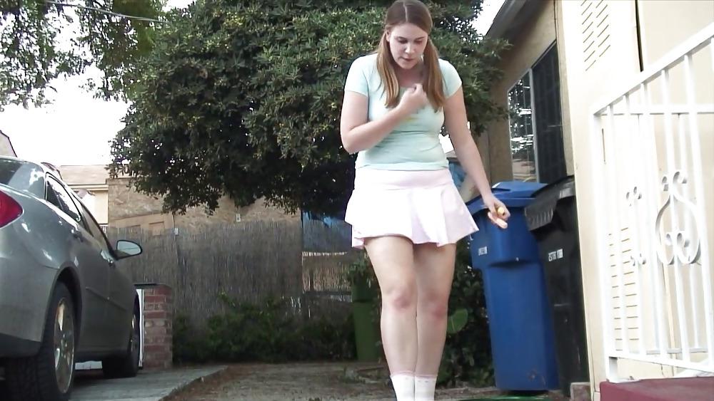 13P Pink Skirt Panty bend over