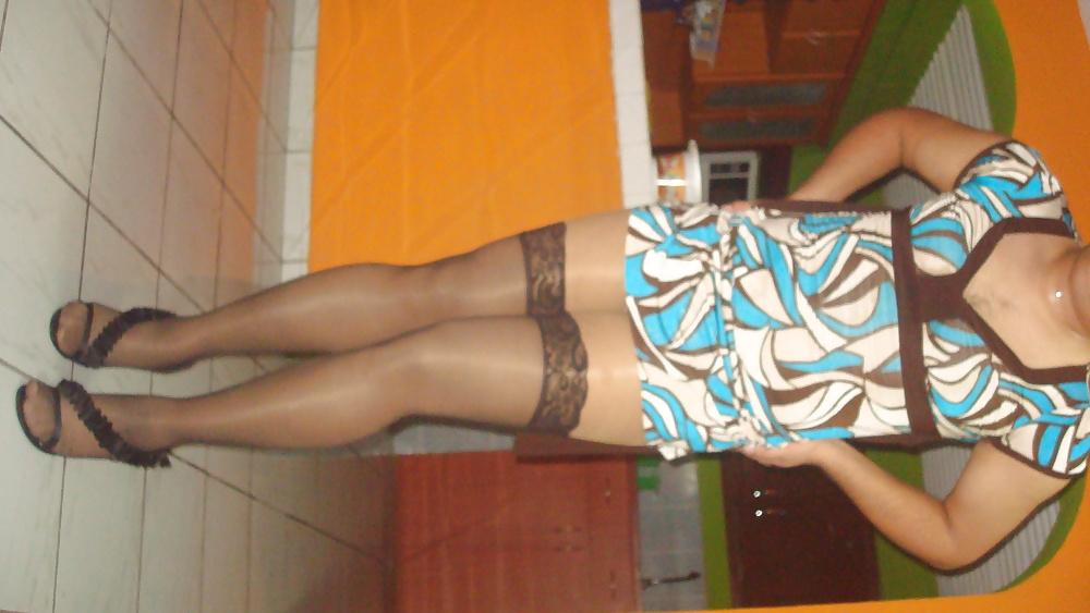 17P Stockings over pantyhose - crossdresser