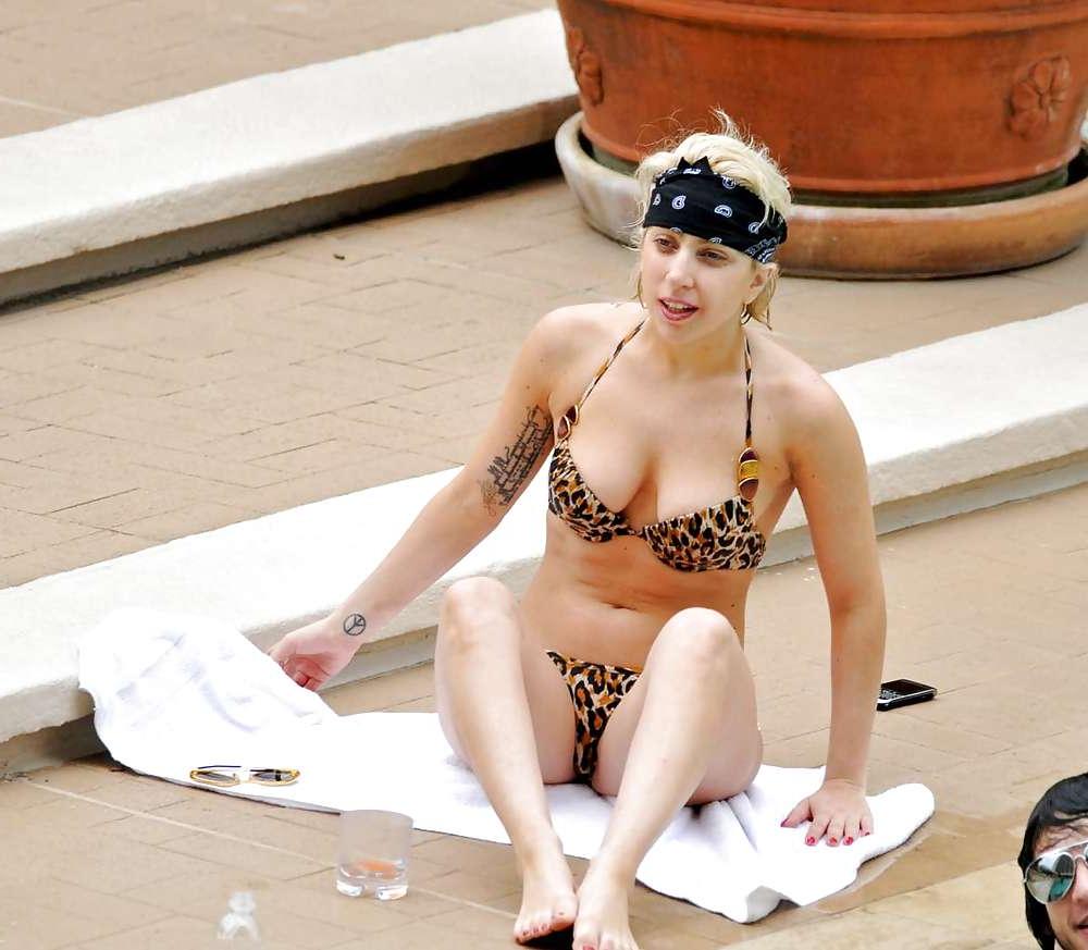 12P Lady Gaga in bikini at a pool party at the StRegis Hotel