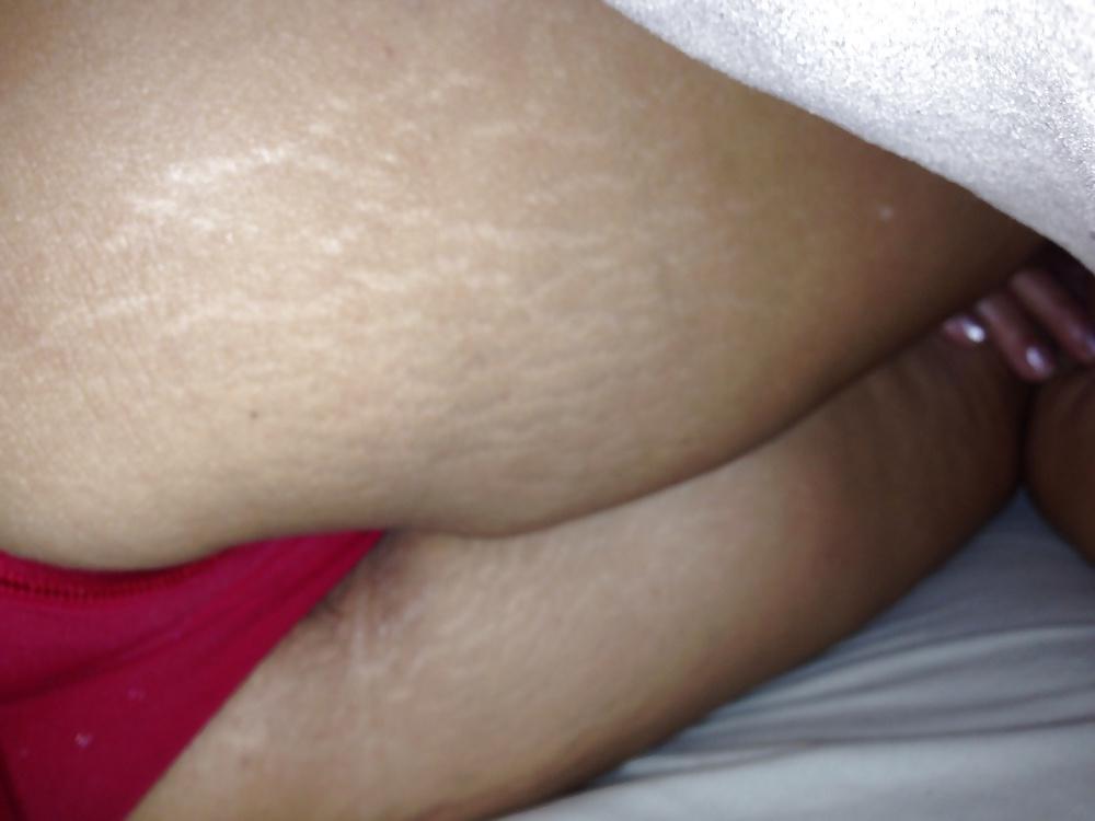 10P Wife's ass and hairy pussy in red panty