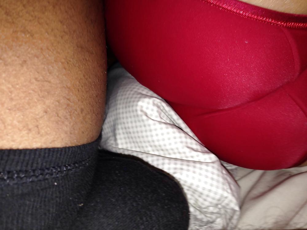 10P Wife's ass and hairy pussy in red panty