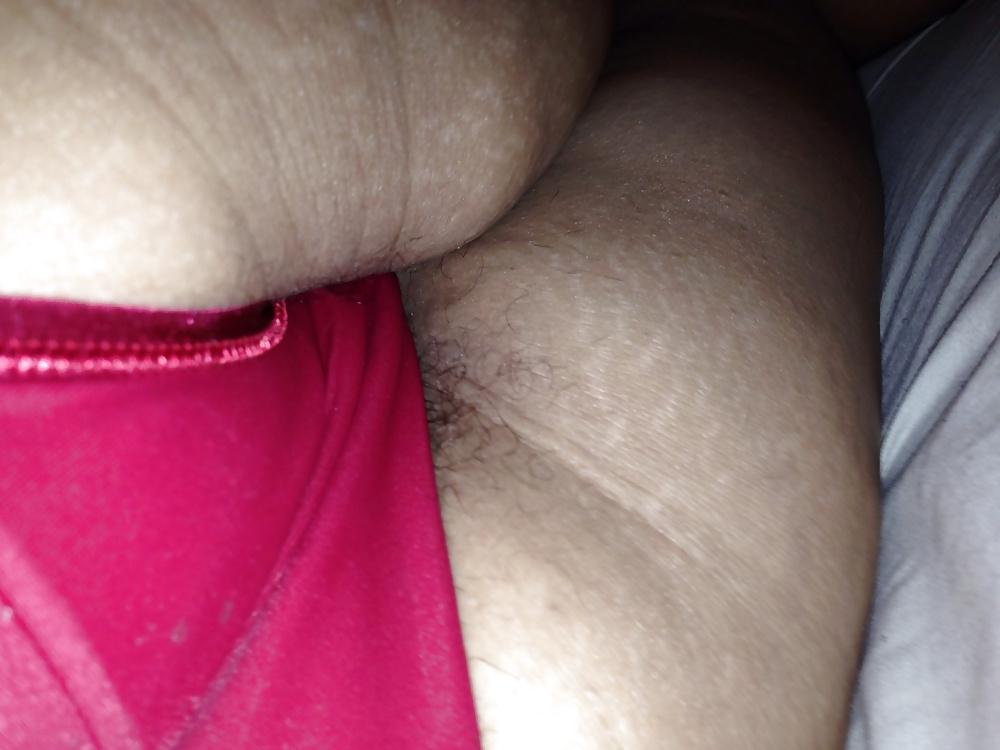 10P Wife's ass and hairy pussy in red panty