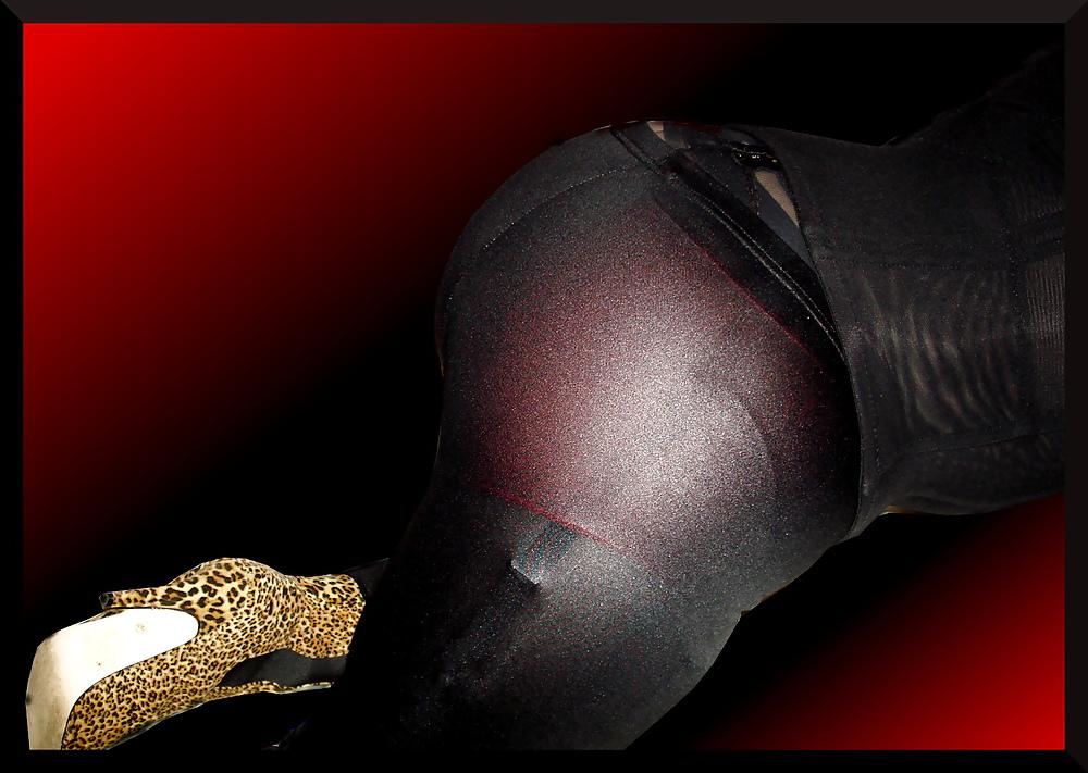 5P Shiny sheer leggings Red panties & stockings 