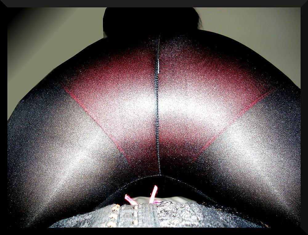 5P Shiny sheer leggings Red panties & stockings 