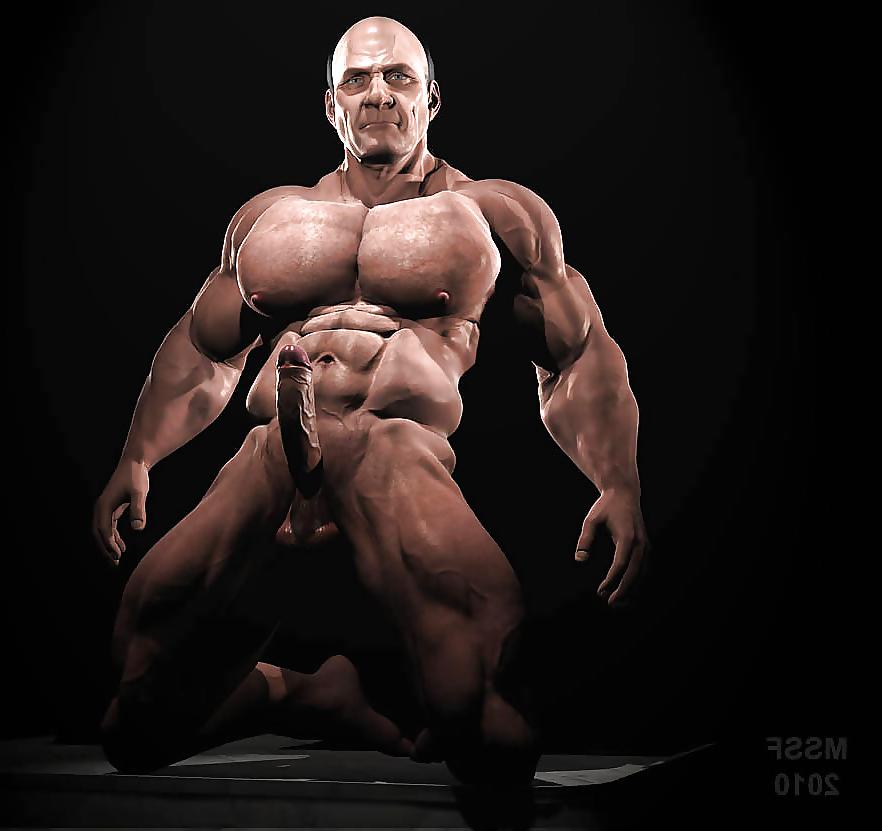 11P Muscle man cartoon