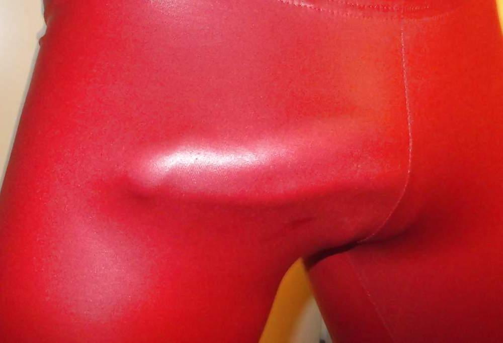 5P My red shiny tight leggins