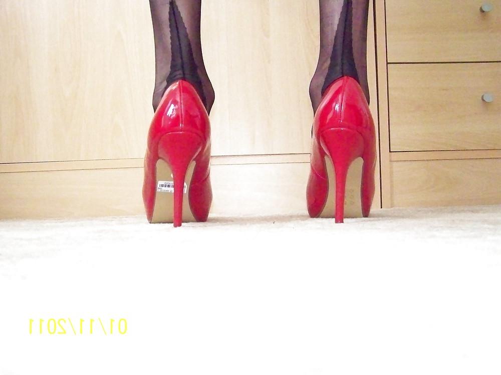 4P Red peep hole heel,s