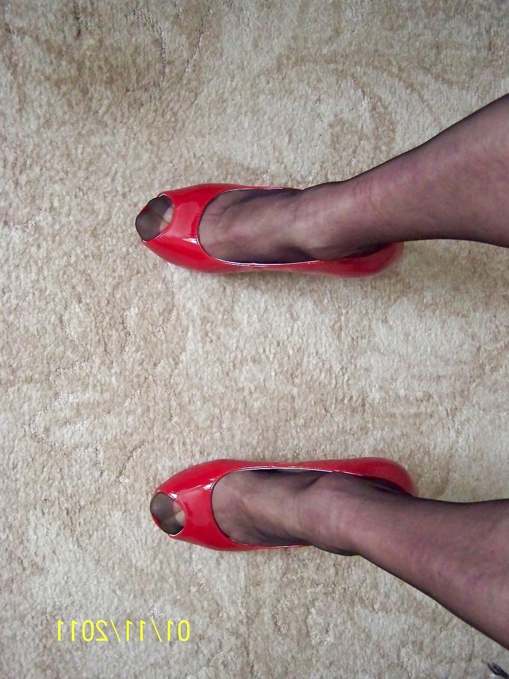 4P Red peep hole heel,s