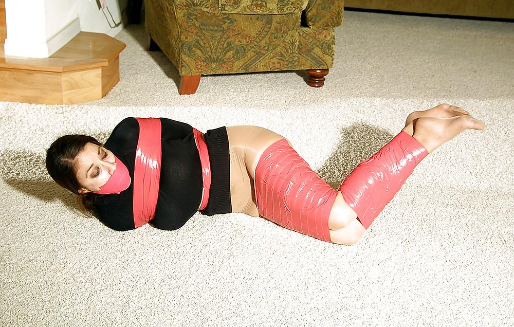 25P Really Cute Brunette Tapetied and Gagged