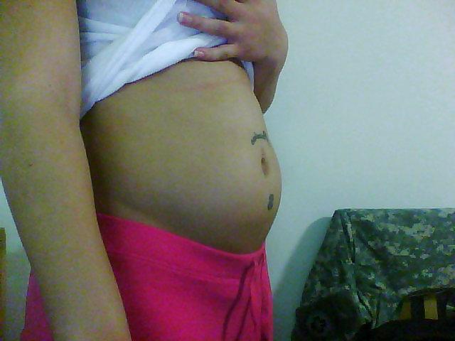 5P Tattoo on pregnant belly 