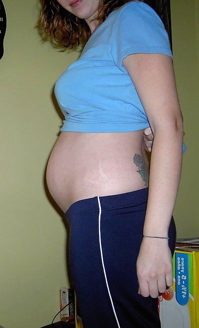 5P Tattoo on pregnant belly 