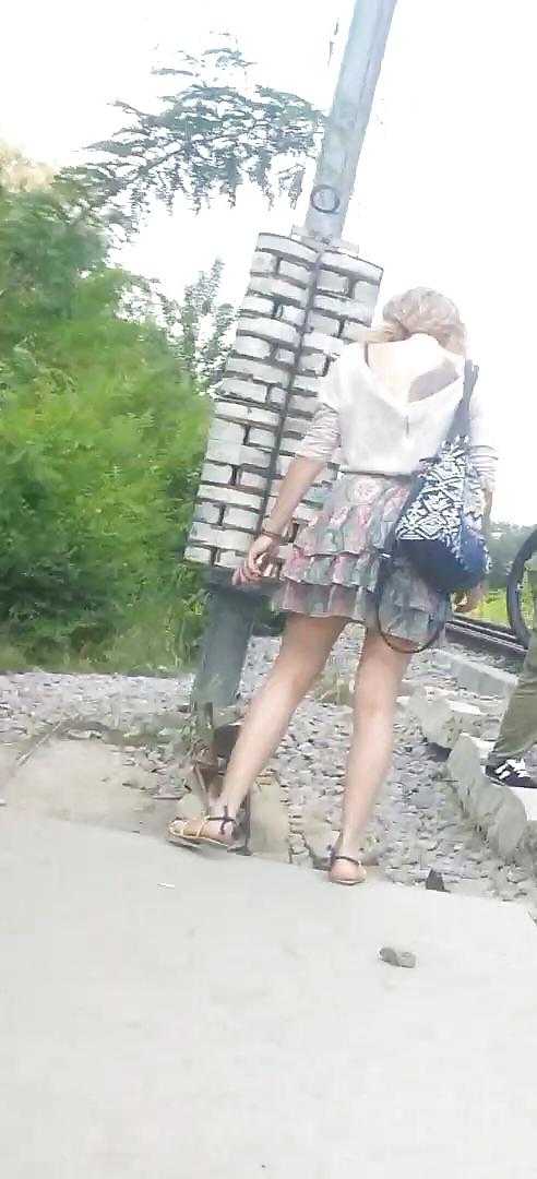 13P Spy sexy blonde skirt romanian
