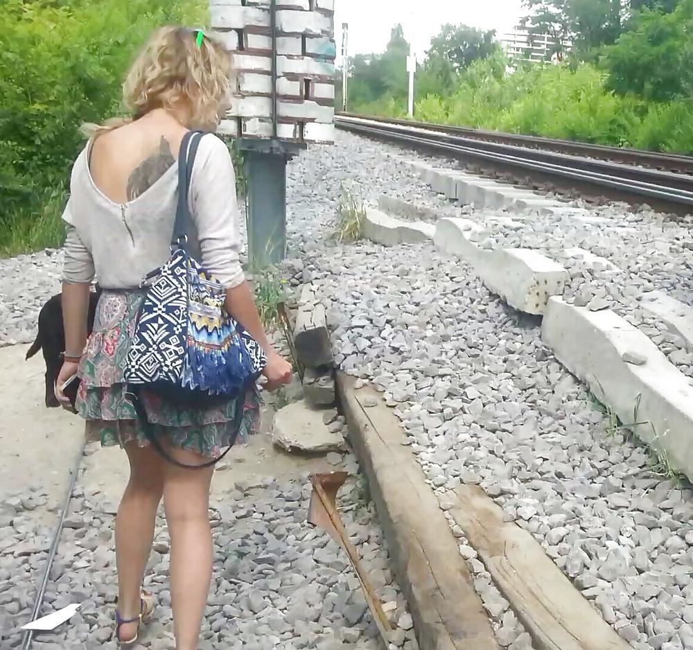 13P Spy sexy blonde skirt romanian