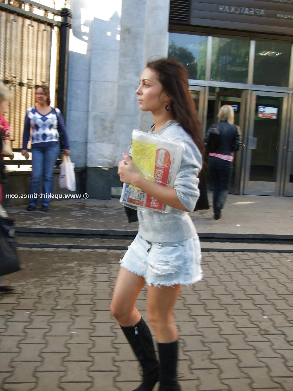 20P Nice girl in a denim skirt and white panties