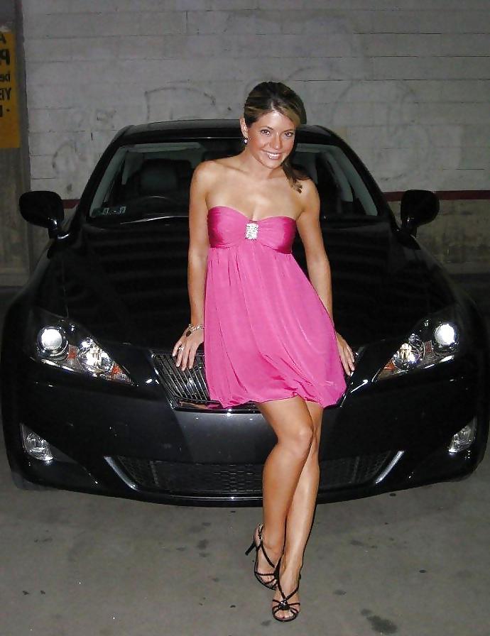 8P Hot woman strips all over a car
