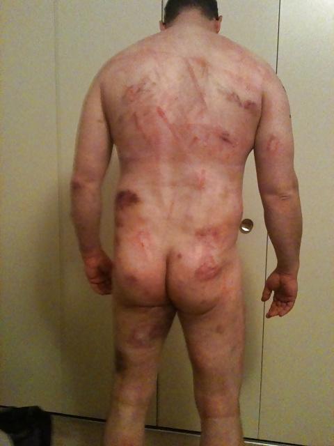 15P Flogging, Caning Marks from Mistress.  Bondage