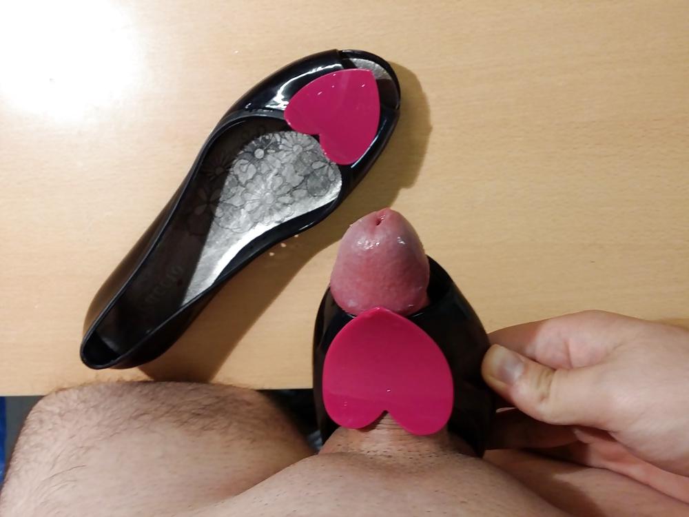 9P Fuck and cum open toe ballet flat sandals