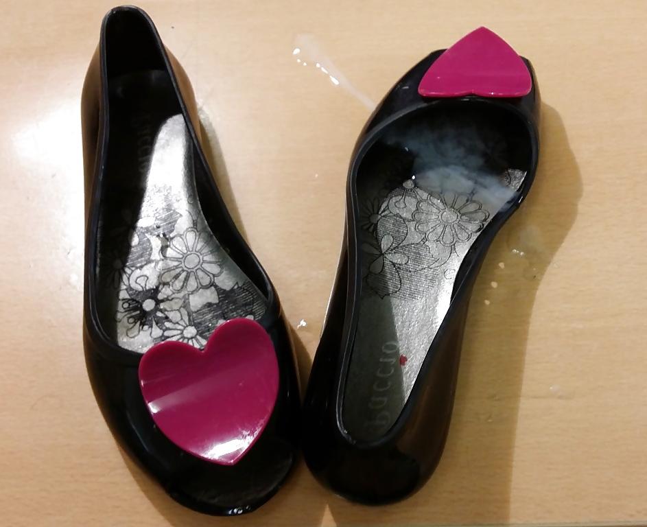 9P Fuck and cum open toe ballet flat sandals