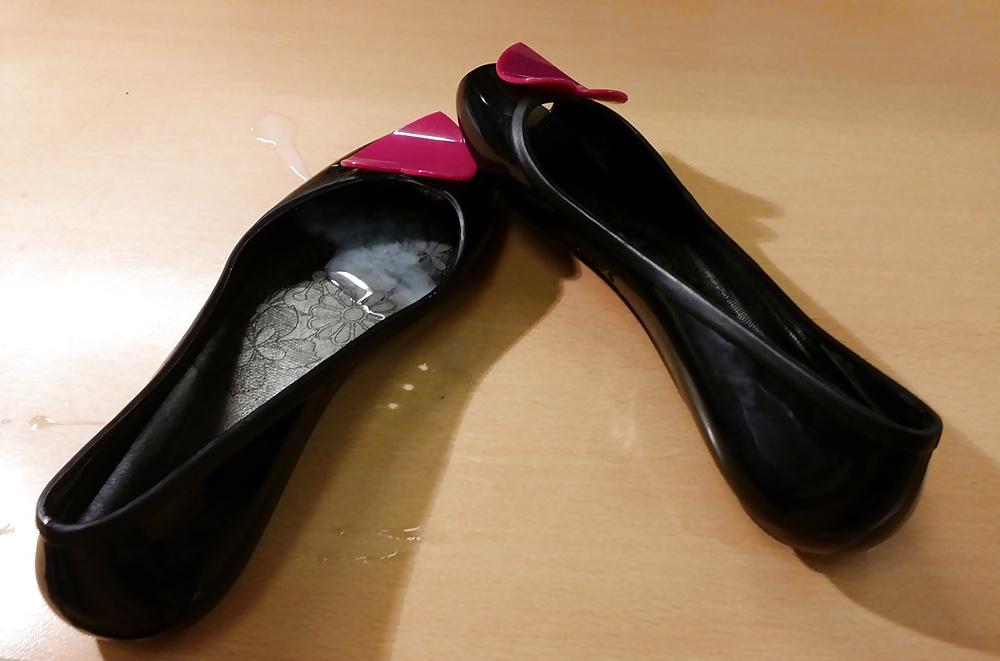 9P Fuck and cum open toe ballet flat sandals