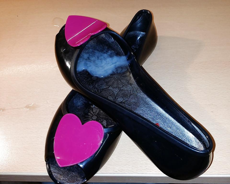 9P Fuck and cum open toe ballet flat sandals