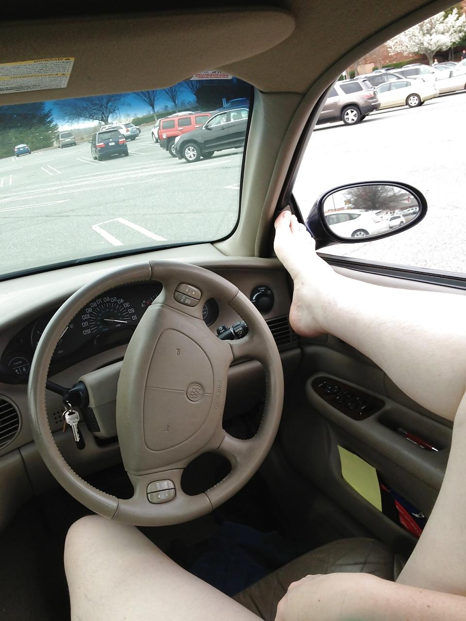 25P Half naked & playing in car in mall parking lot