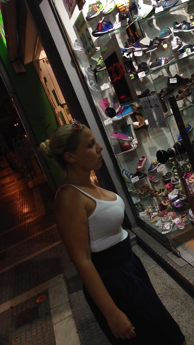 11P Candid Huge Blonde Tits White Tanktop