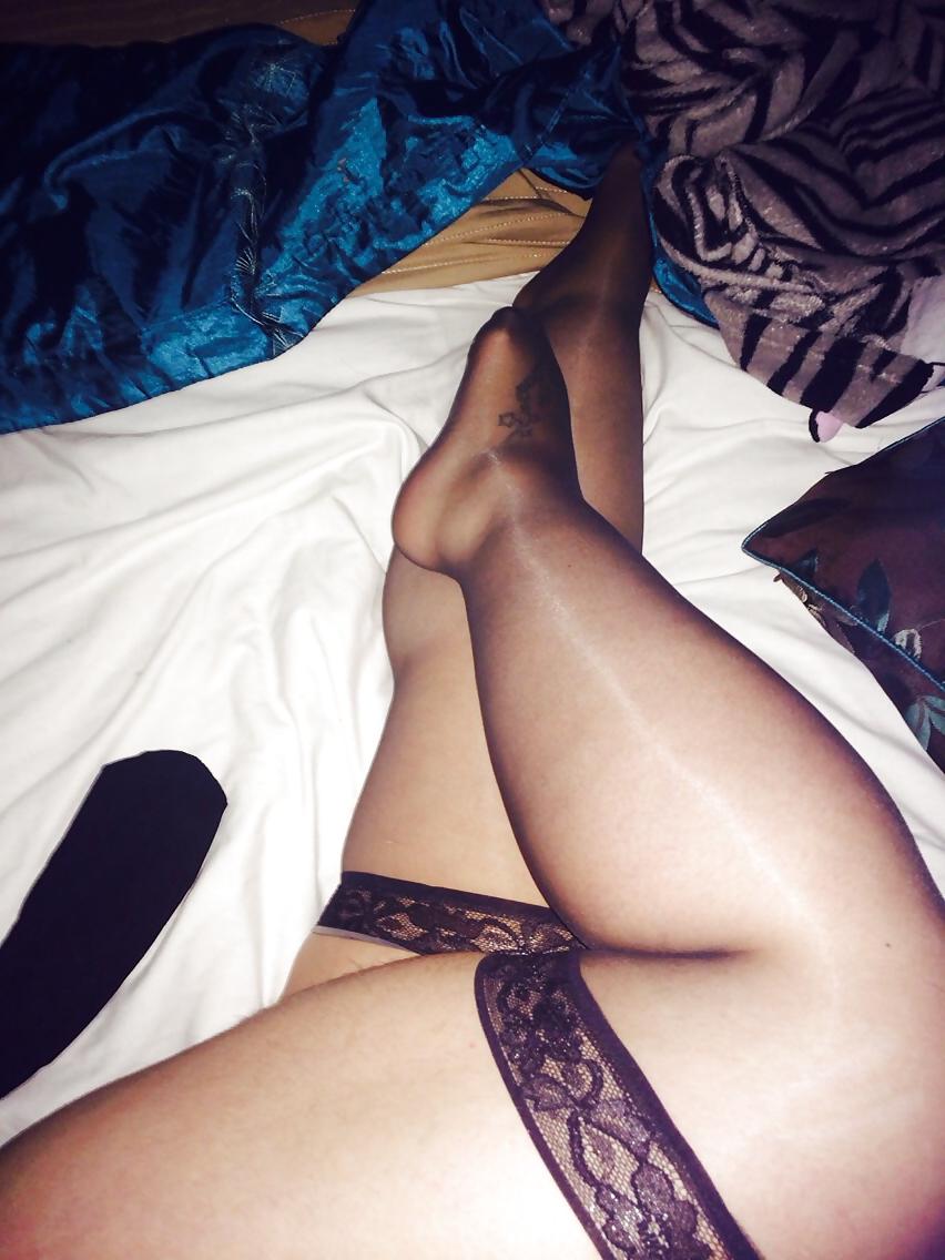 15P My fuck buddy in shiny sheer black stockings