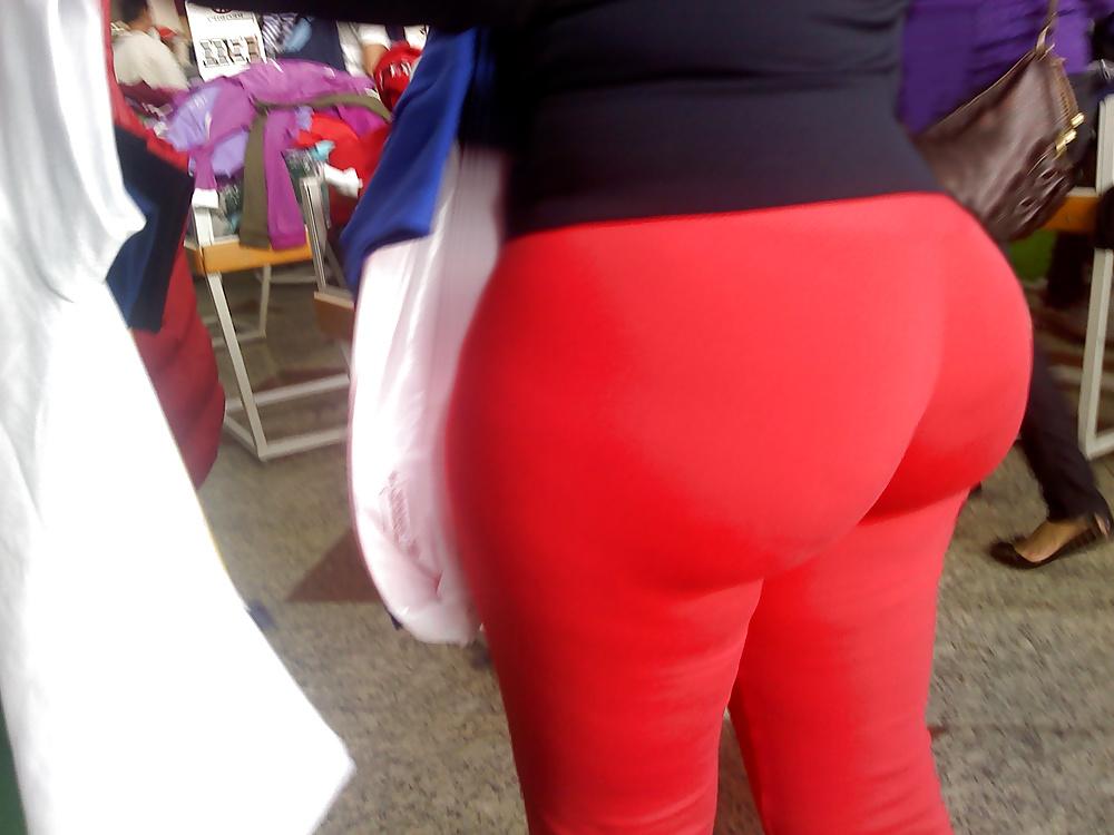 8P Candid Huge Red See-Thru Spandex Ass