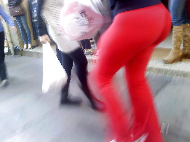 8P Candid Huge Red See-Thru Spandex Ass