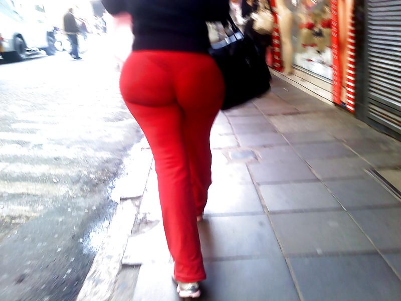 8P Candid Huge Red See-Thru Spandex Ass