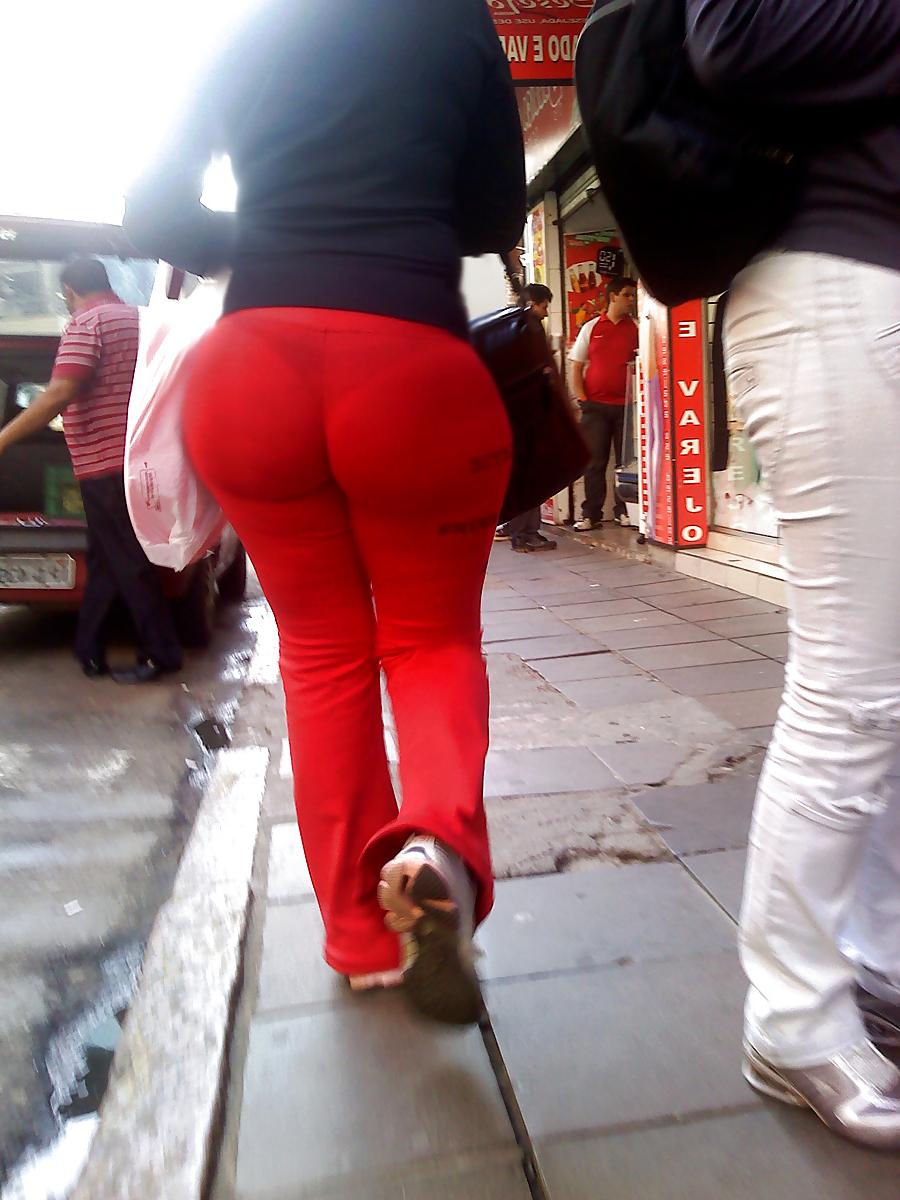 8P Candid Huge Red See-Thru Spandex Ass