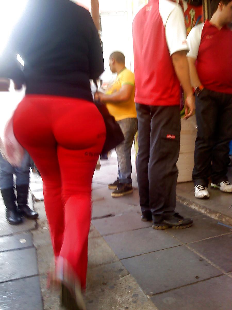 8P Candid Huge Red See-Thru Spandex Ass