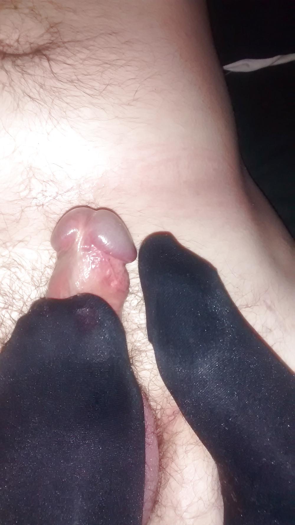 25P Black stockings over bodystocking .