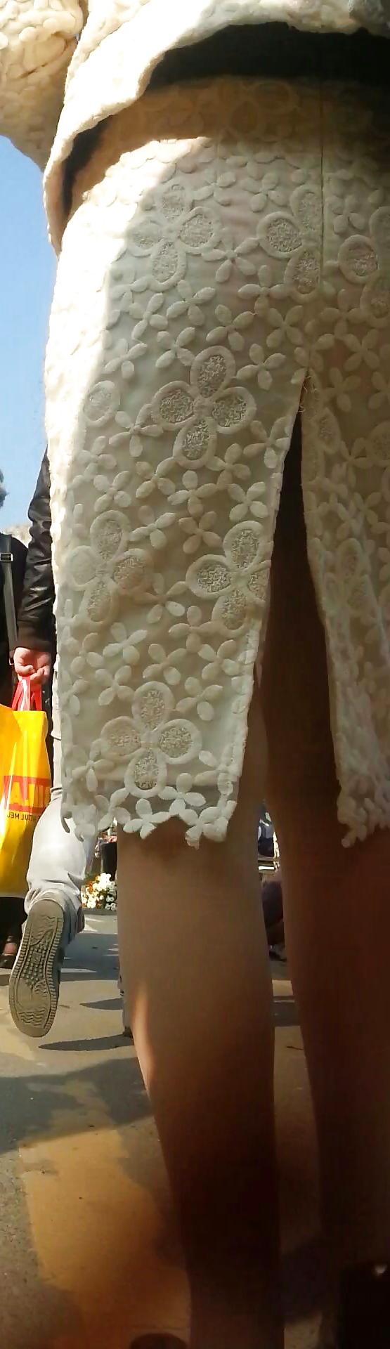 7P Spy sexy mature skirt and nylon romanian
