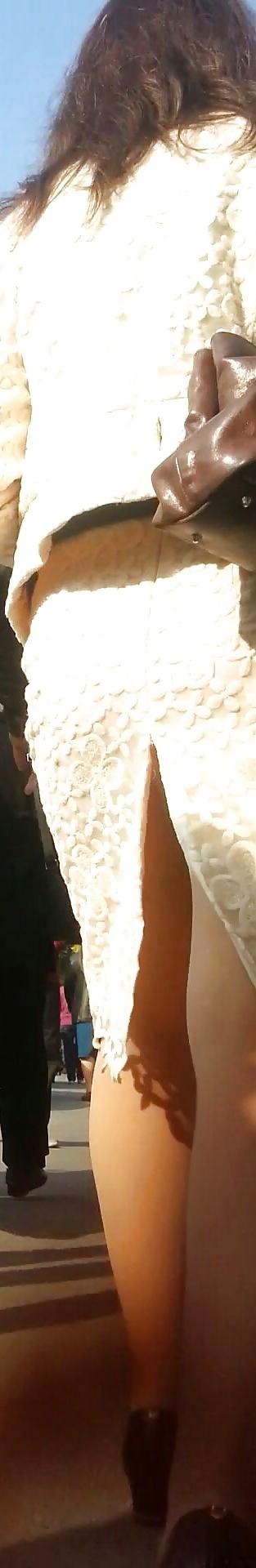 7P Spy sexy mature skirt and nylon romanian