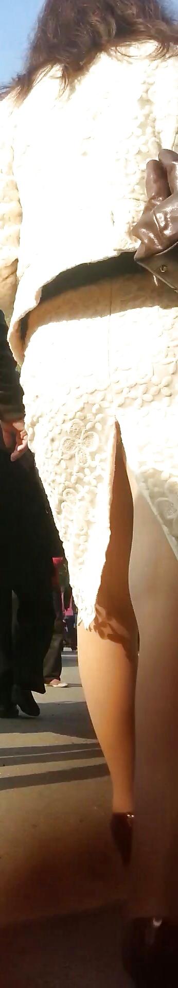 7P Spy sexy mature skirt and nylon romanian