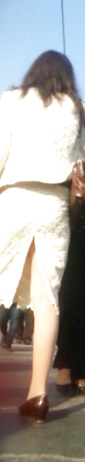 7P Spy sexy mature skirt and nylon romanian